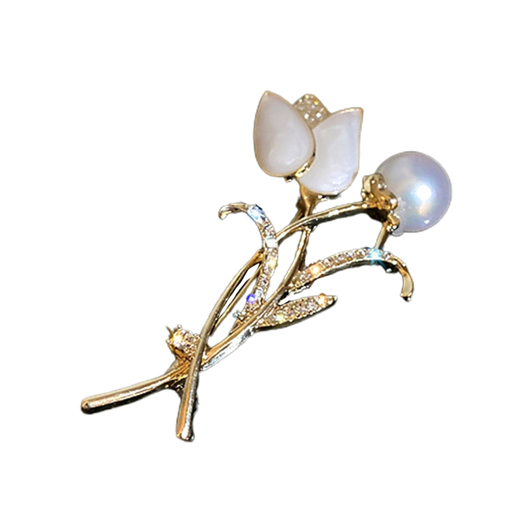 Brooch Pin Wheat Ears Shaped Rhinestones Jewelry Flower Faux Pearl Brooch Clothes Decor Image 4