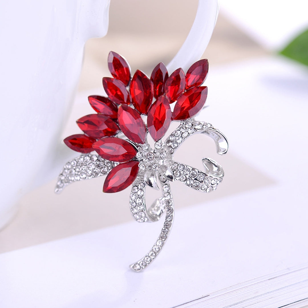 Brooch Pin Bauhinia Faux Crystal Jewelry Shining Floral Brooch Clothing Accessories Image 10