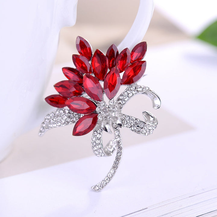 Brooch Pin Bauhinia Faux Crystal Jewelry Shining Floral Brooch Clothing Accessories Image 10