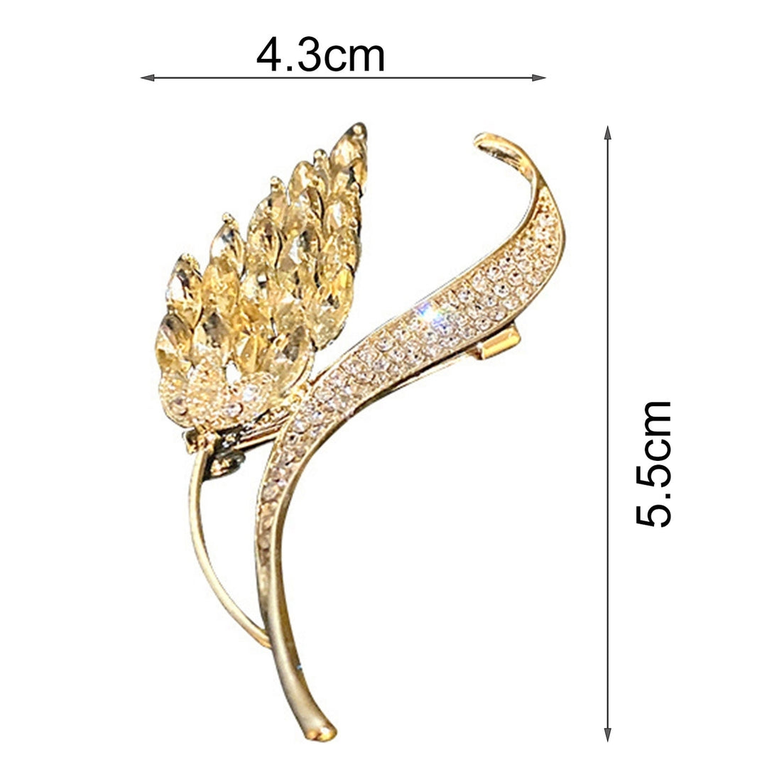 Brooch Pin Wheat Ears Shaped Rhinestones Jewelry Flower Faux Pearl Brooch Clothes Decor Image 9