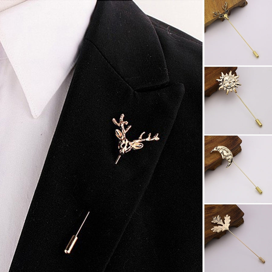 Rabbit Brooch Animal Deer Sun Moon Feather Leaf Shape Retro Men Women Business Suit Lapel Pin Fashion Jewelry Image 1