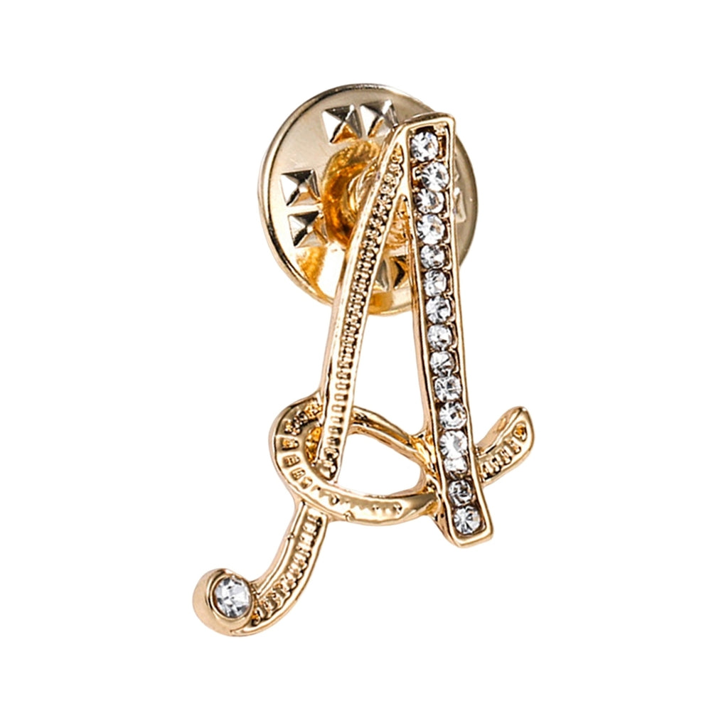 Badge Pin Shiny Rhinestones High Gloss Geometric Personality Dress Up Jewelry 26 English Letters Lapel Pin Women Jewelry Image 2