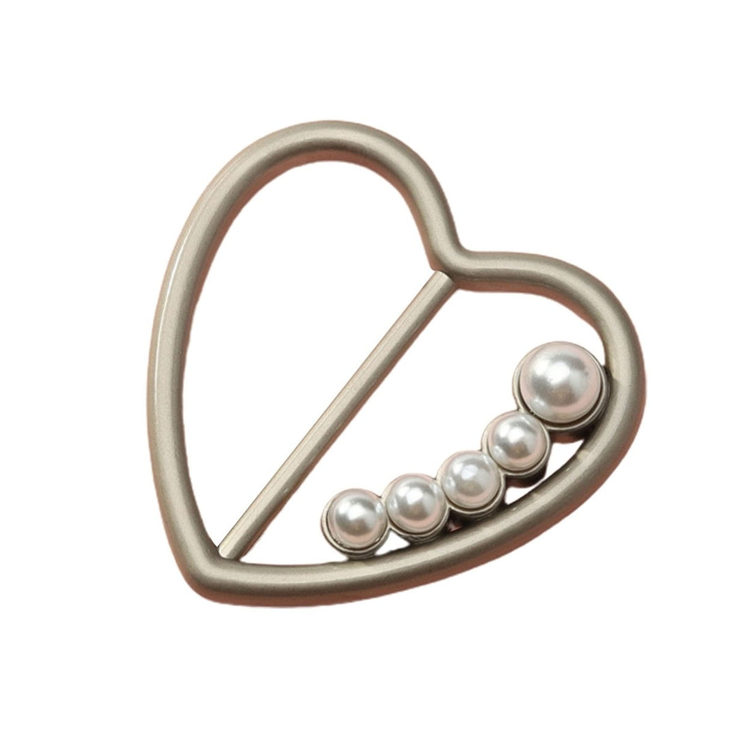 Clothes Corner Knotted Buckle Elegant Faux Pearl Rhinestone Round Love Heart T-shirt Scarf Clothing Corner Tie Clip Ring Image 1