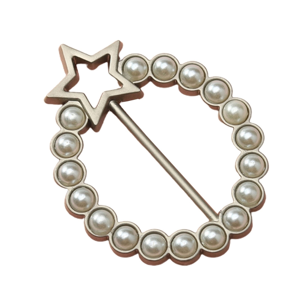 Clothes Corner Knotted Buckle Elegant Faux Pearl Rhinestone Round Love Heart T-shirt Scarf Clothing Corner Tie Clip Ring Image 7