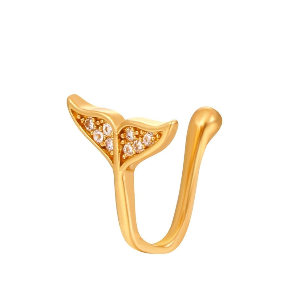 Nose Clip Non-Piercing U-shaped Multi-styles Unisex Sparkling Rhinestone Fishtail Fake Nose Cuff Hoop Ring Fashion Image 2