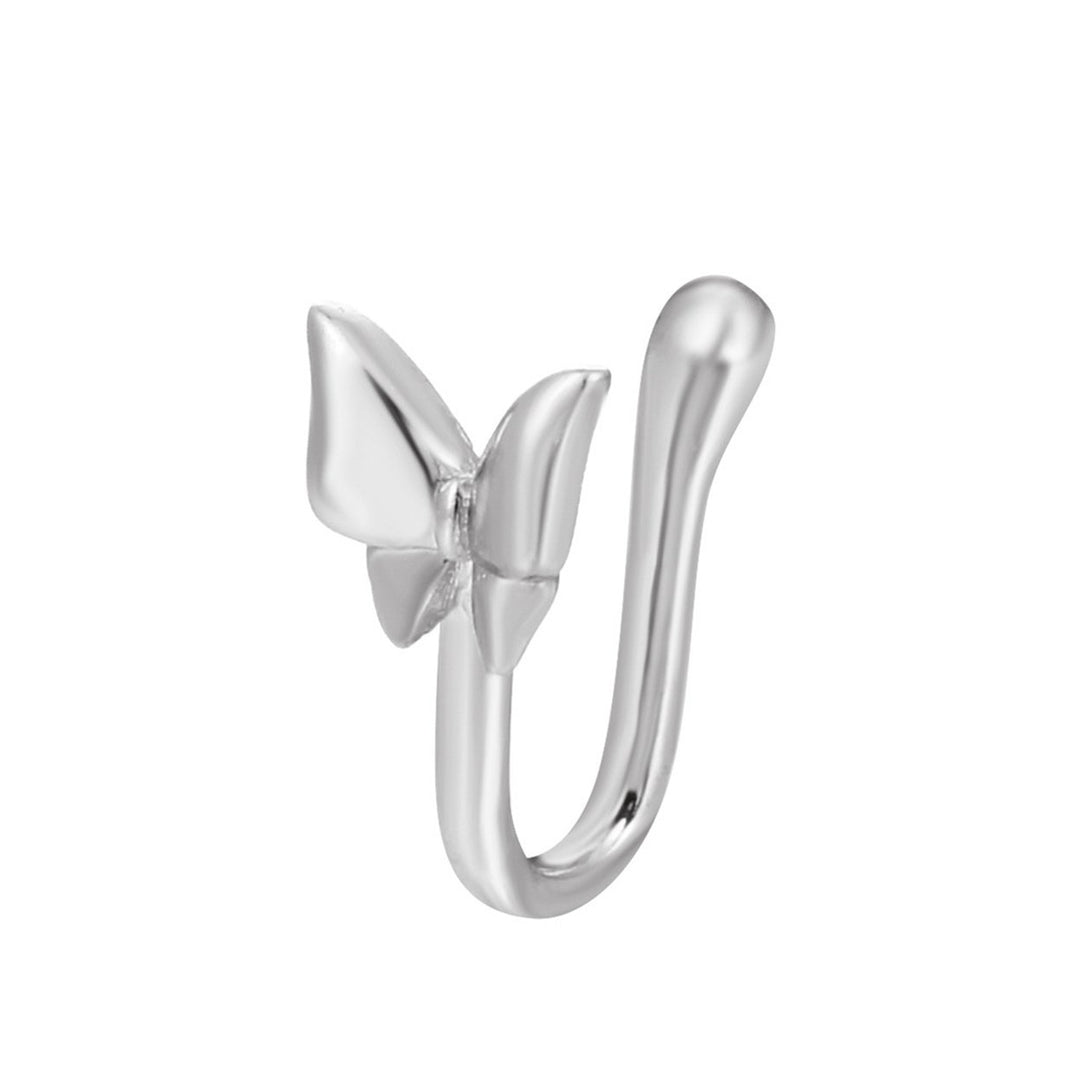 Nose Clip Non-Piercing U-shaped Multi-styles Unisex Sparkling Rhinestone Fishtail Fake Nose Cuff Hoop Ring Fashion Image 8