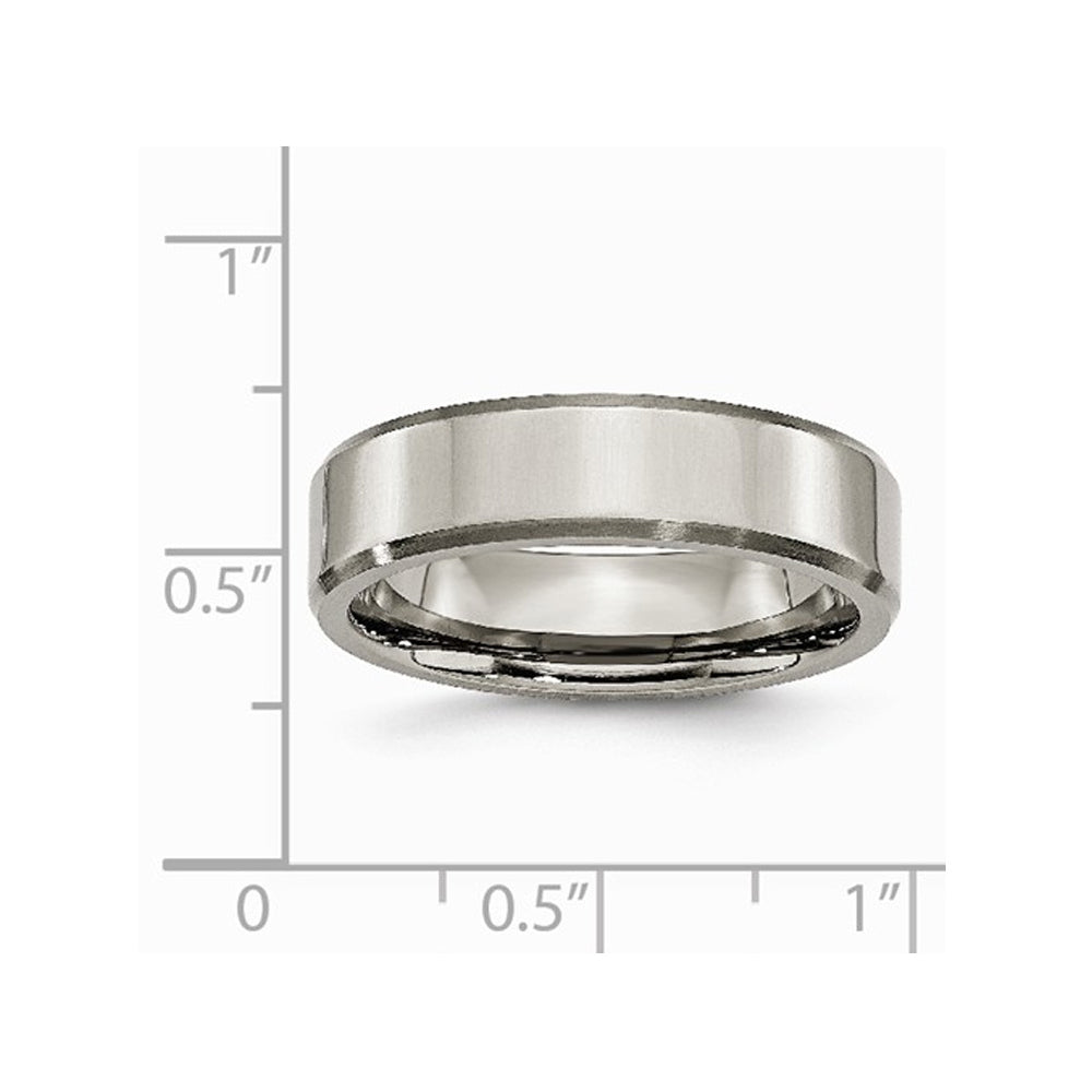 Ladies Chisel 6mm Titanium Wedding Band Ring with Beveled Edge Image 4