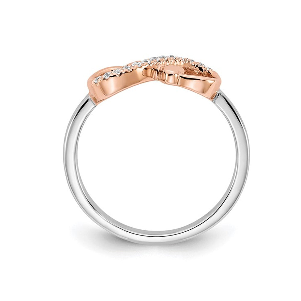 14K White and Rose Gold Infinity Heart Ring with Accent Diamonds Image 4