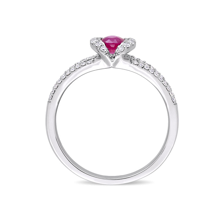 1/3 Carat (ctw) Ruby Ring with Diamonds in 14K White Gold Image 4