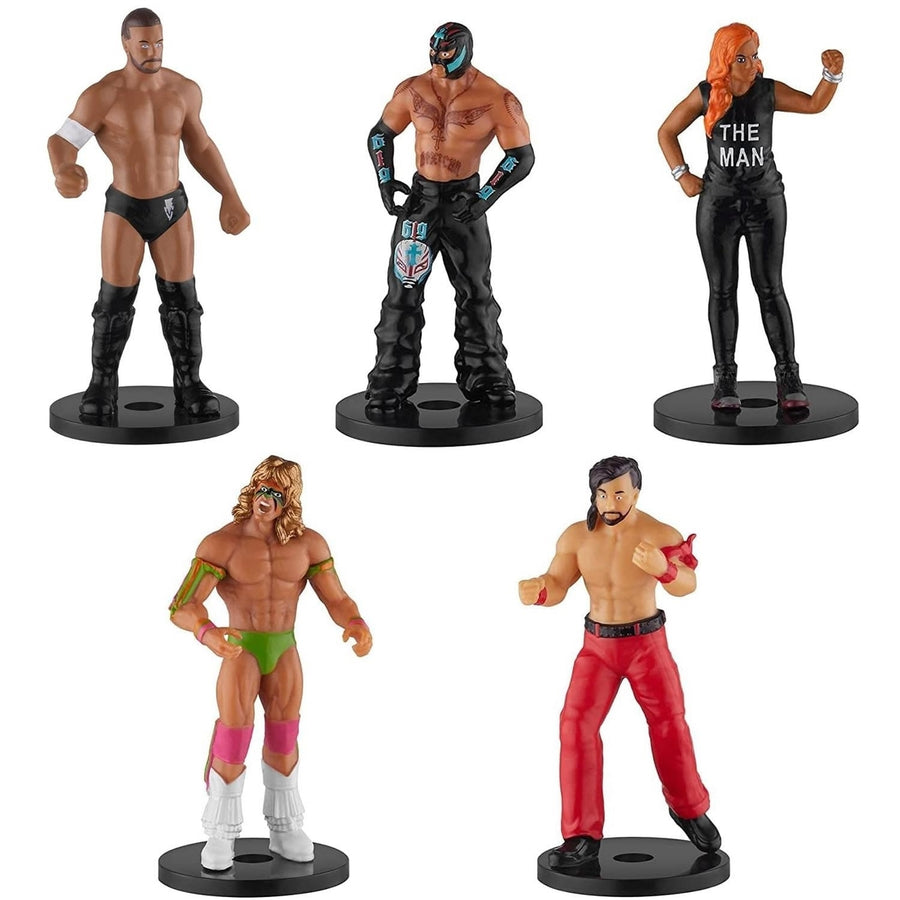 WWE Superstar Pencil Toppers 5pk Party Decor Wrestling Figures Mysterio Warrior PMI International Image 1