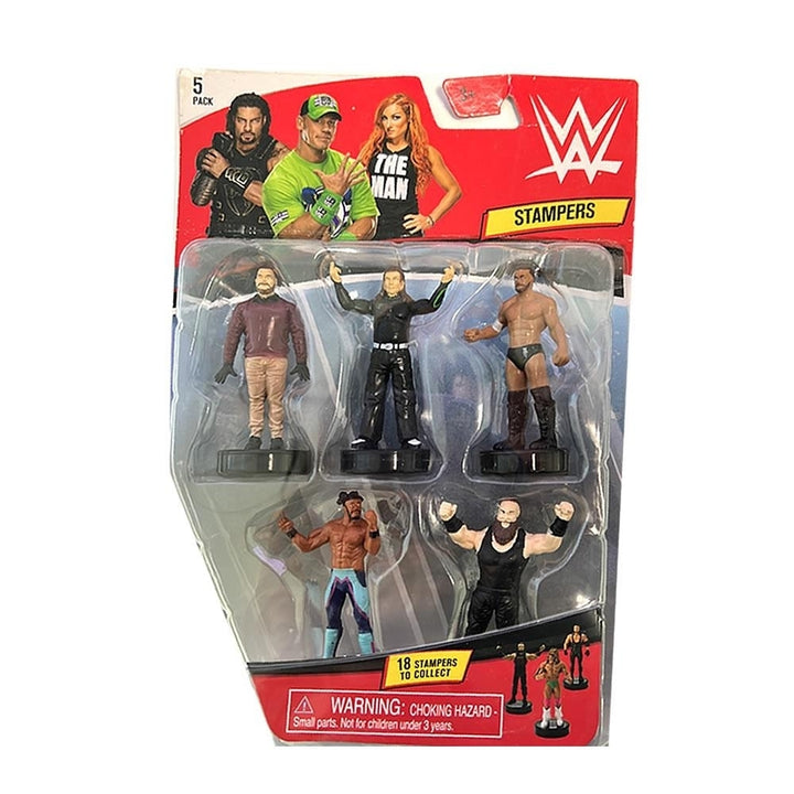 WWE Superstar Stampers 5pk Crafts Party Decor Cake Toppers Figures Wyatt Hardy Kofi PMI International Image 4