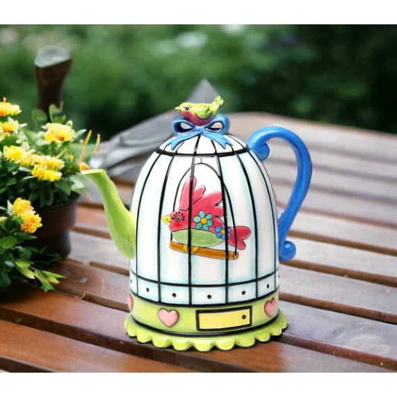 Babs Ceramic Birdcage Teapot 6.625 Inch Image 1