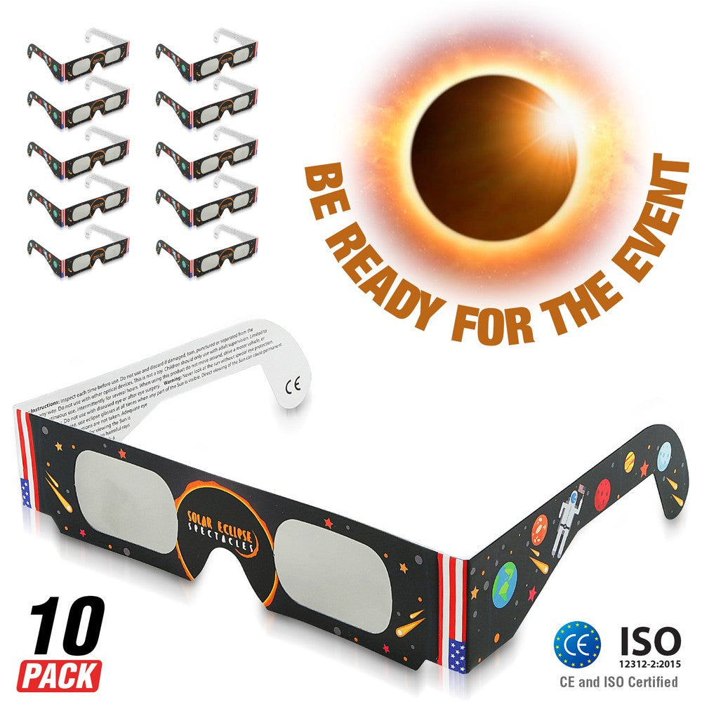 5 OR 10 Pack BRITENWAY Solar Eclipse Glasses - CE Approved and ISO Certified Safe Image 1