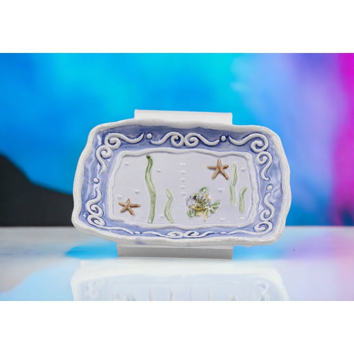 Ceramic Tropical Fish Soap Dish 5.625x4x1 Kitchen Image 1