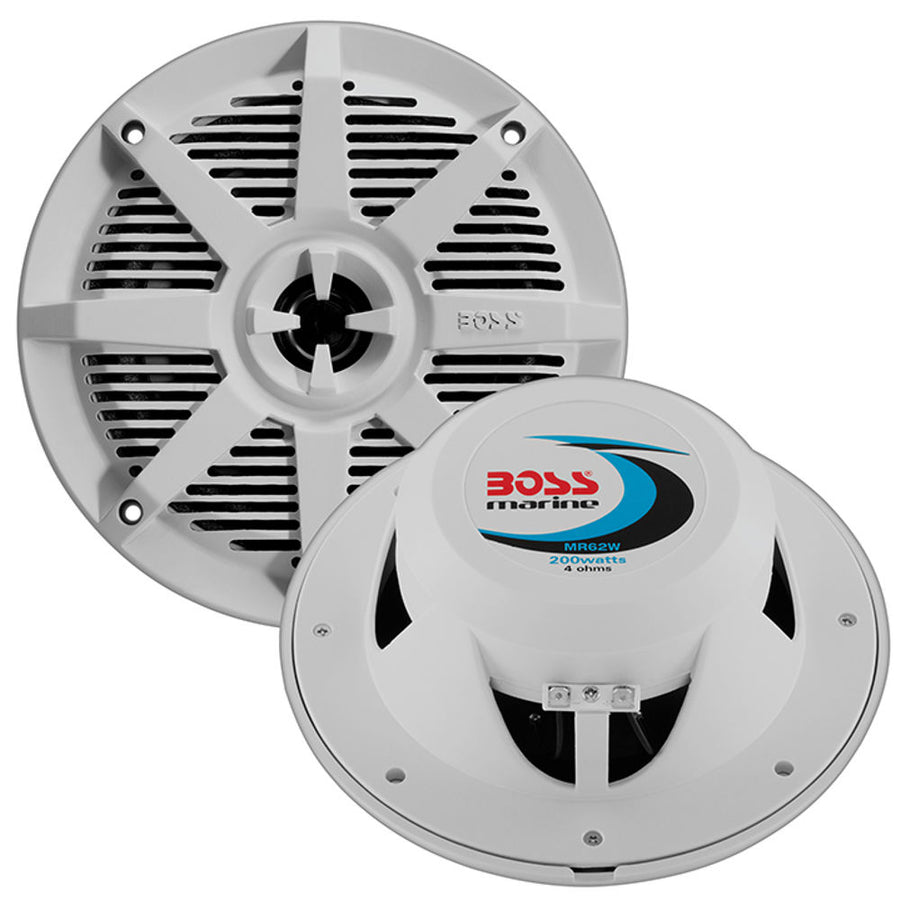 BOSS MR62W Marine Speakers 6.5 Inch 200 Watts Weatherproof Full Range Pair Image 1