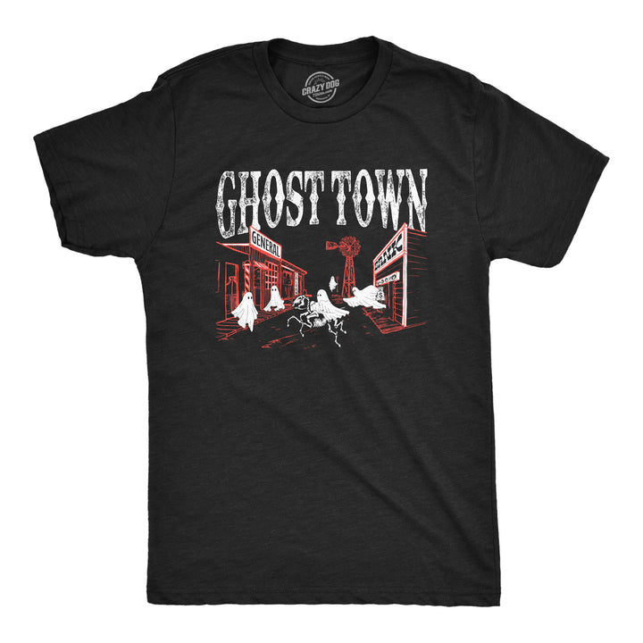 Mens Ghost Town T Shirt Funny Halloween Bed Sheet Ghosts Joke Tee For Guys Image 1