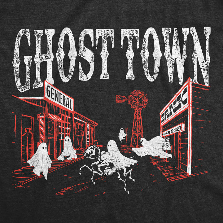 Mens Ghost Town T Shirt Funny Halloween Bed Sheet Ghosts Joke Tee For Guys Image 2