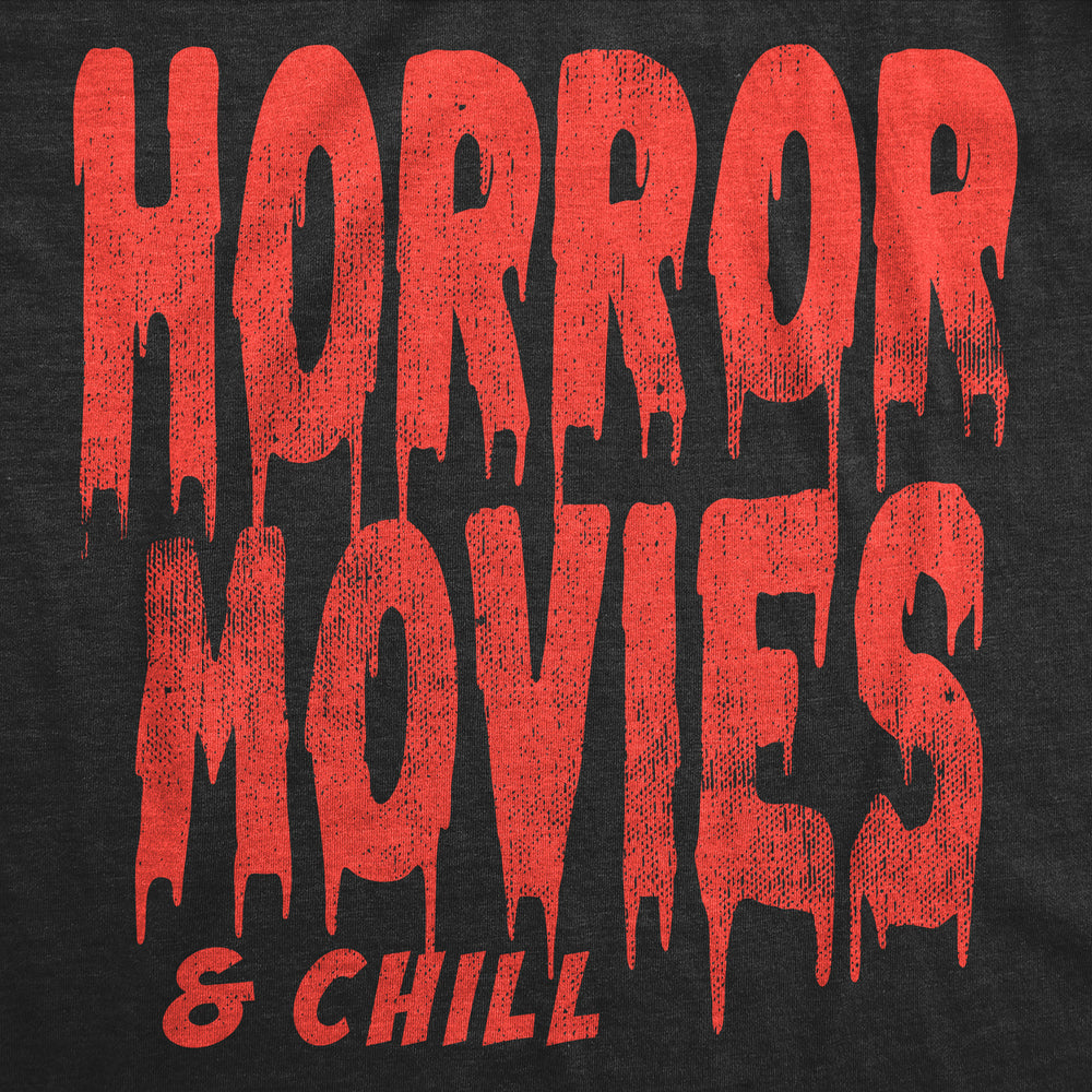Mens Horror Movies And Chill T Shirt Funny Halloween Movie Date Night Joke Tee For Guys Image 2