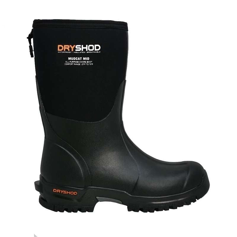 Dryshod Mens Mudcat Mid Soft Toe Work Boot Black/Orange - MDC-MM-BK BLACK/ORANGE Image 1