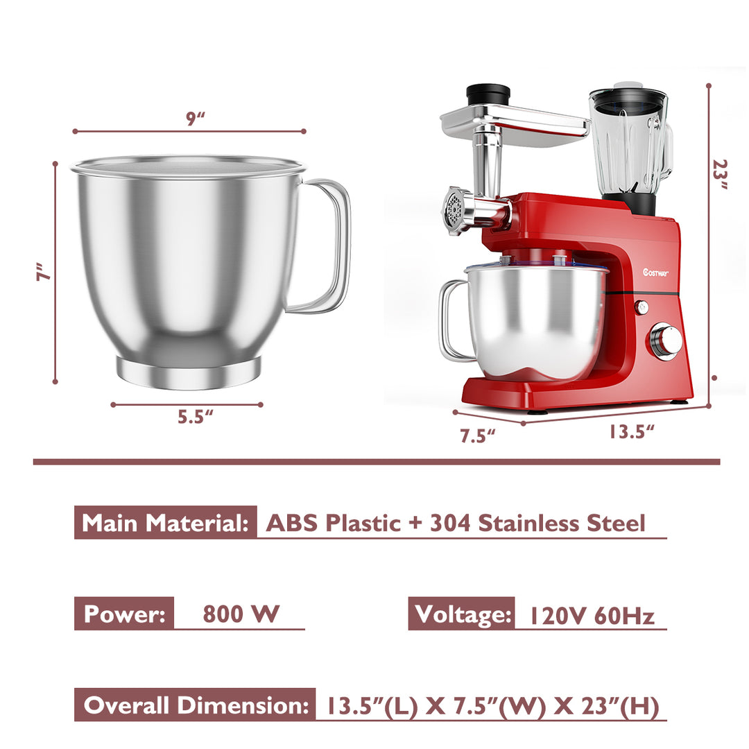 3 in 1 Multi-functional 800W Stand Mixer Meat Grinder Blender Sausage Stuffer Image 3