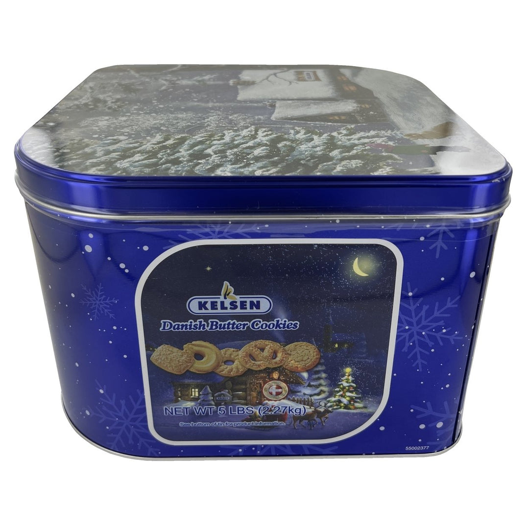 Kelsen Danish Butter Cookies in Decorative Holiday Tin 80 Ounce (300 Cookies) Image 1