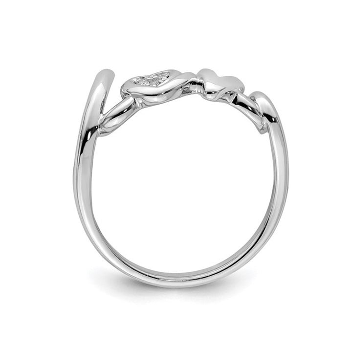 Sterling Silver LOVE Heart Ring with Accent Diamond Image 4