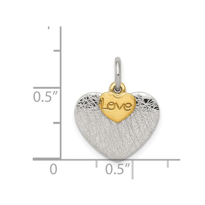 Sterling Silver Textured LOVE Heart Pendant Necklace with Chain Image 2