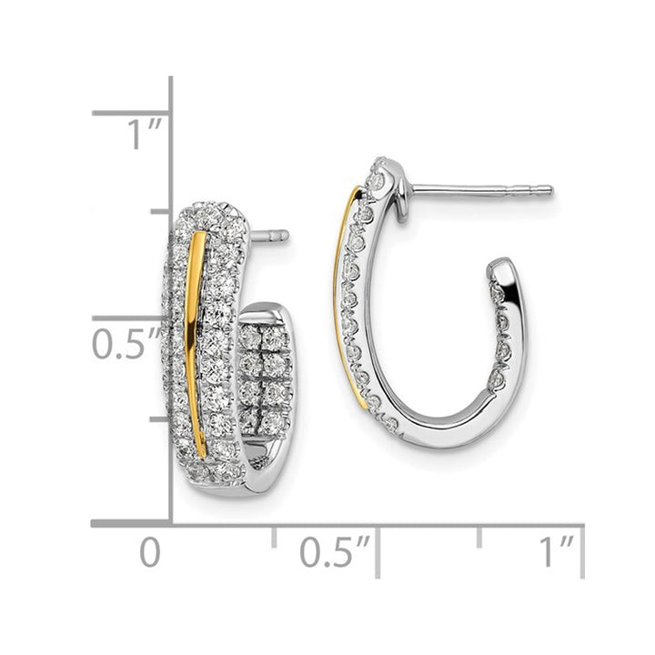1.00 Carat (ctw VS2-SI1G-H) Lab Grown Diamond J-Hoop Earrings in 14K White Gold Image 3