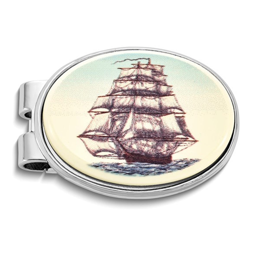 Mens Lightning Ship Oval Money Clip Image 1