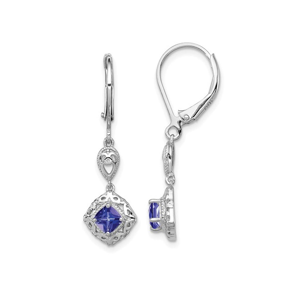 3/5 Carat (ctw) Tanzanite Dangle Earrings in Sterling Silver Image 1