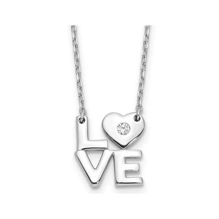 Sterling Silver LOVE Heart Necklace with Chain Image 1