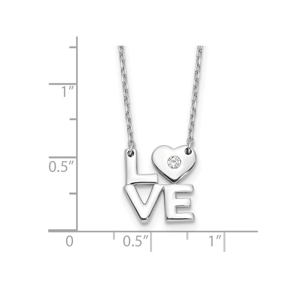 Sterling Silver LOVE Heart Necklace with Chain Image 2