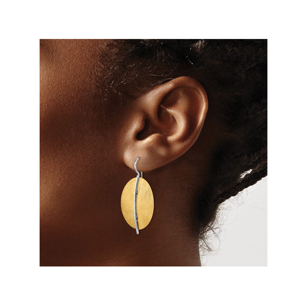 Sterling Silver Fancy Gold-tone Dangle Earrings Image 3