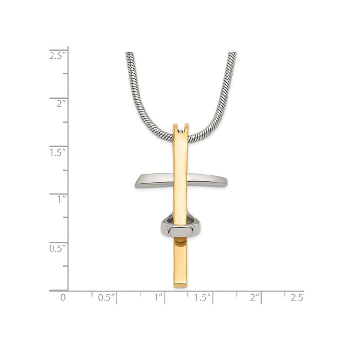 Mens Stainless Steel Cross Pendant Necklace with Chain (18 Inches) Image 2