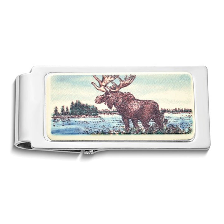 Mens Moose Hinged Money Clip Image 1