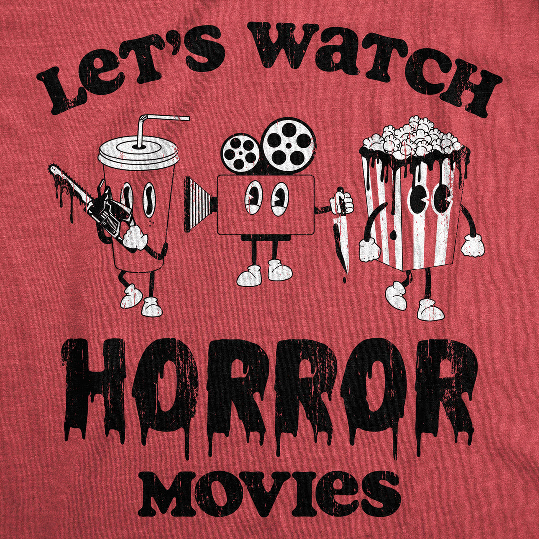 Mens Lets Watch Horror Movies T Shirt Funny Spooky Scary Film Lovers Tee For Guys Image 2