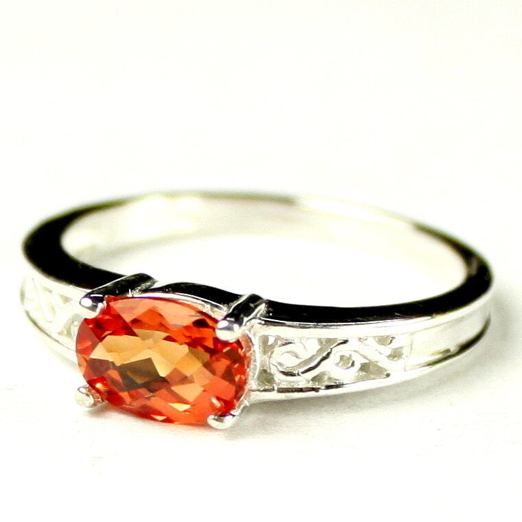 Sterling Silver Ring Created Padparadsha Sapphire SR362 Image 2