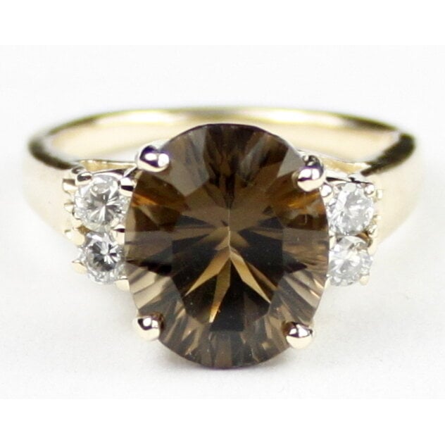 10KY Gold Ladies Ring Smoky Quartz R123 Image 1