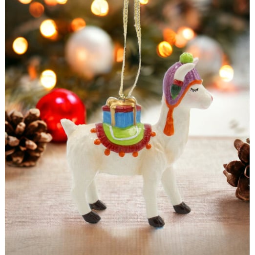 Ceramic Llama Ornament 4in Mom Image 1