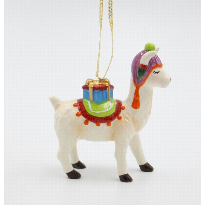 Ceramic Llama Ornament 4in Mom Image 2