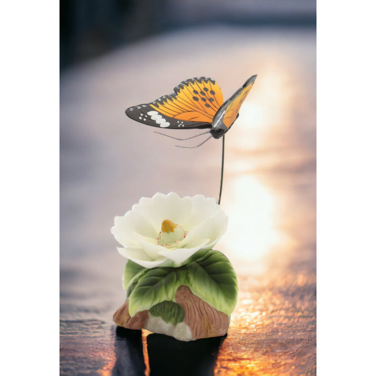 Ceramic Butterfly with Magnolia Flower FigurineHome DcorMomKitchen DcorFarmhouse Dcor, Image 2