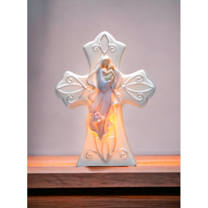 Ceramic Madonna With Baby Night Light 3 1/2 x 4 1/2 Gift Image 1