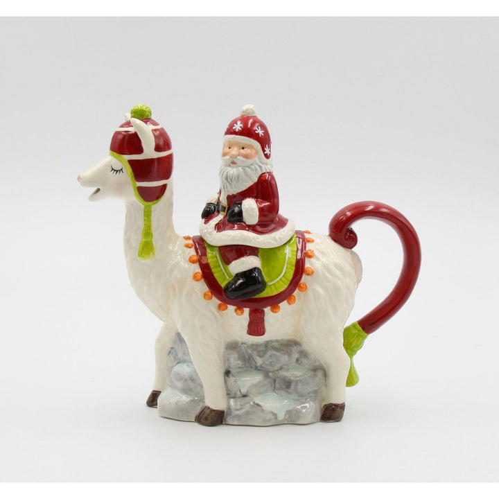 Ceramic Santa Riding Llama Teapot 14 Oz Holiday Image 2