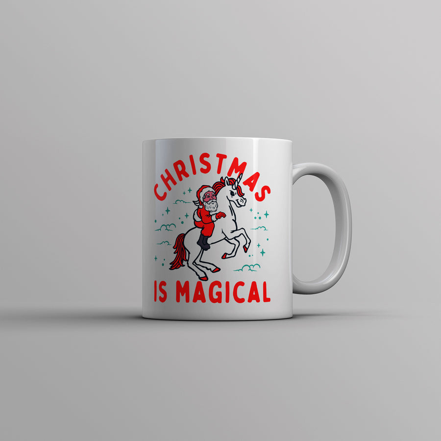 Christmas Is Magical Mug Funny Santa Claus Fantasy Unicorn Novelty Cup-11oz Image 1