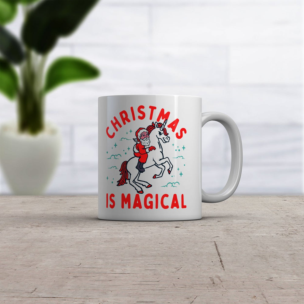 Christmas Is Magical Mug Funny Santa Claus Fantasy Unicorn Novelty Cup-11oz Image 2