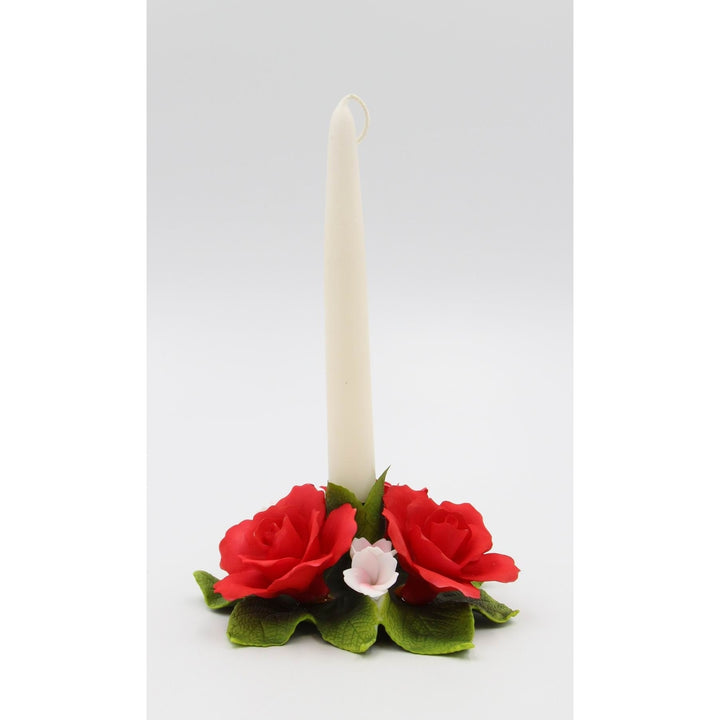 Ceramic Red Rose Flower Candle HolderWedding Dcor or GiftAnniversary Dcor or GiftHome Dcor Image 2