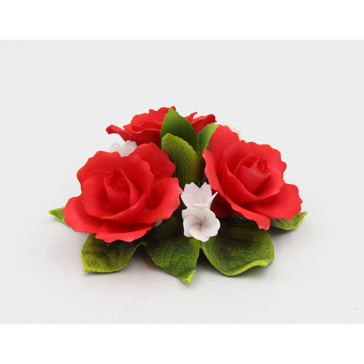 Ceramic Red Rose Flower Candle HolderWedding Dcor or GiftAnniversary Dcor or GiftHome Dcor Image 3