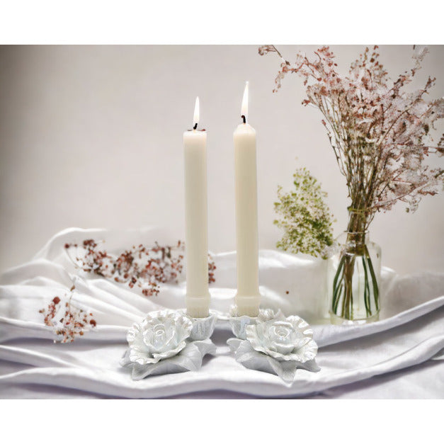 Ceramic White Rose Candle Holder-Set of 2Wedding Dcor or GiftAnniversary Dcor or GiftHome Dcor, Image 1