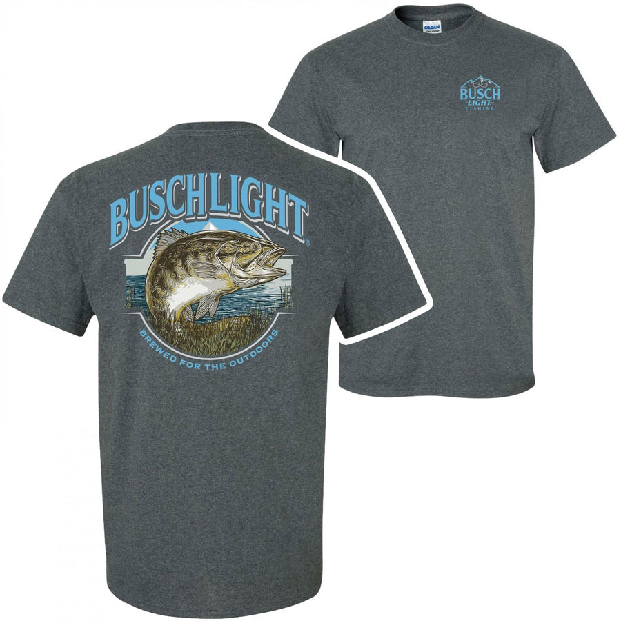 Busch Light Out Fishing Grey Colorway Front and Back Print T-Shirt Image 1