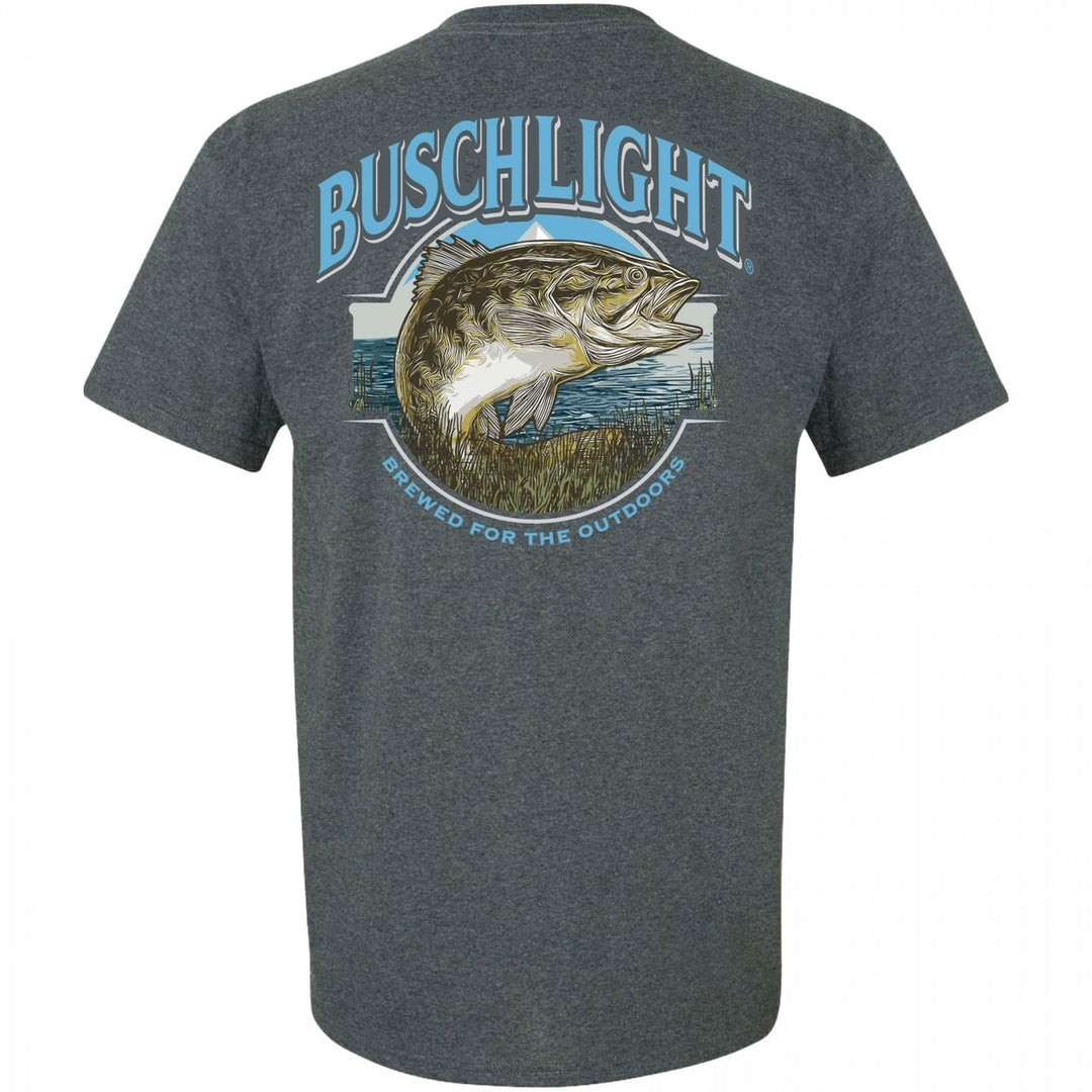 Busch Light Out Fishing Grey Colorway Front and Back Print T-Shirt Image 2